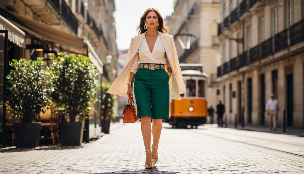 Bermudy zachwycają fasonem, ale ich długość to wyzwanie? Wszystko rozwiążą szpilki. Oto 4 przykłady