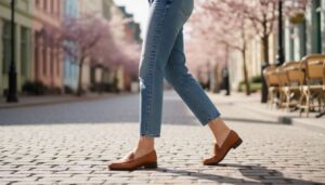 Jeansy do kostek i skórzane mokasyny to wiosenny duet godny Carolyn Bessette-Kennedy