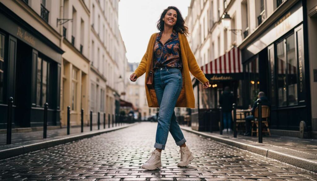 C■ jeans, czyli jeansy z podwiniętą nogawką, to ulubiony fason Paryżanek. Noszą je tylko z tym modelem butów