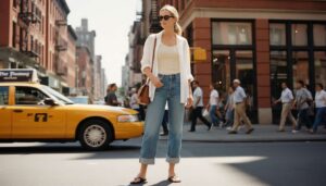 Jeansy z podwiniętą nogawką i japonki to nieśmiertelny duet z lat 90.  Jak nosić go w stylu Carolyn Besette-Kennedy ?